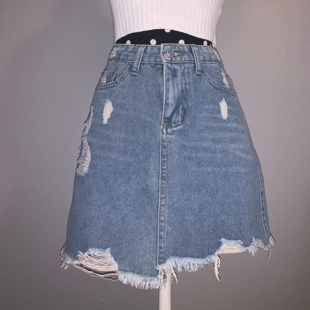 Light Wash Denim Mini Skirt